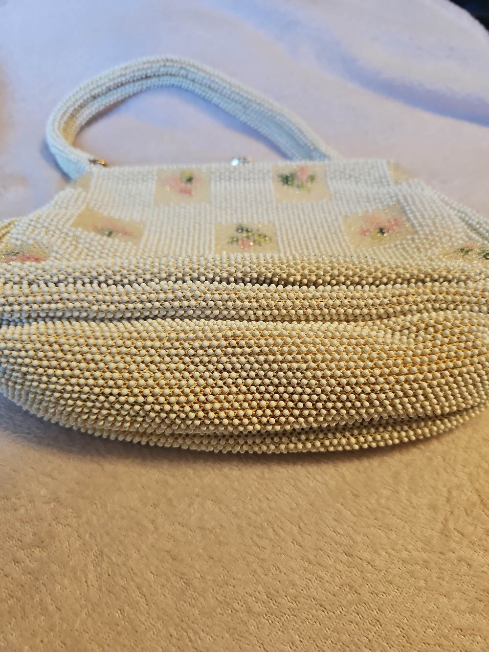 Vintage La Regale Hand-Beaded Floral Evening Purse | Made in Belgium - Picture 4 of 8
